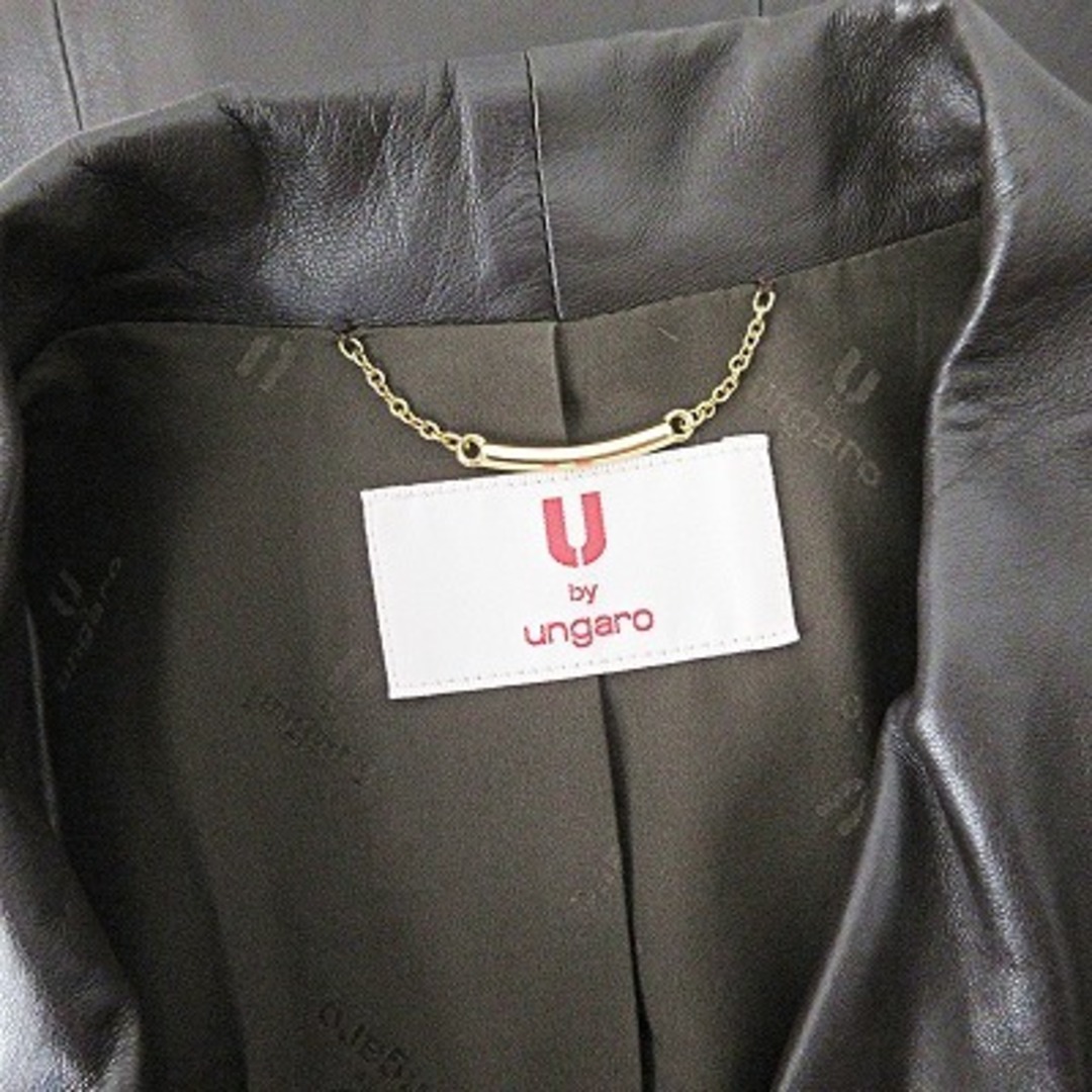 U by ungaro(ユーバイウンガロ)のユーバイウンガロ ラムレザー ラムスキン ダブル ジャケット 革ジャン 茶 38 レディースのジャケット/アウター(その他)の商品写真