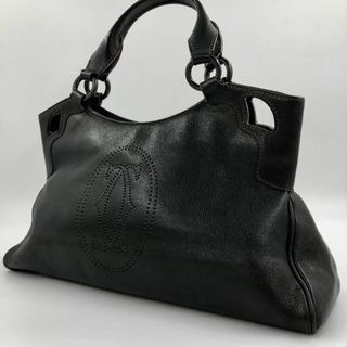 カルティエ(Cartier)の【美品】カルティエ  マルチェロ  ハンドバッグ   レザー  ブラック(トートバッグ)