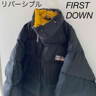 ファーストダウン(FIRST DOWN)のFIRSTDOWNファーストダウンリバーシブルダウンジャケットメンズ長袖ブラック(ダウンジャケット)