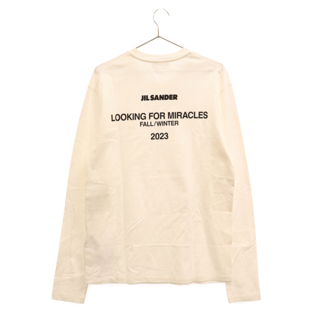 475センチ袖丈JIL SANDER ジルサンダー 23AW バックロゴプリント長袖Tシャツ ロングスリーブカットソー ロンT ホワイト J22GC0141