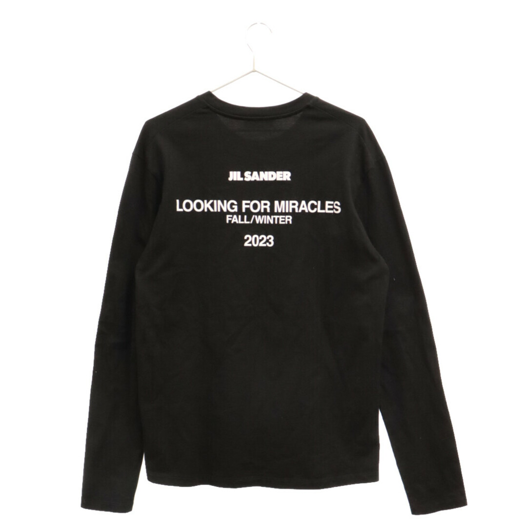 49センチ肩幅JIL SANDER ジルサンダー 23AW バックロゴプリント長袖Tシャツ ロングスリーブカットソー ロンT ブラック J22GC0141