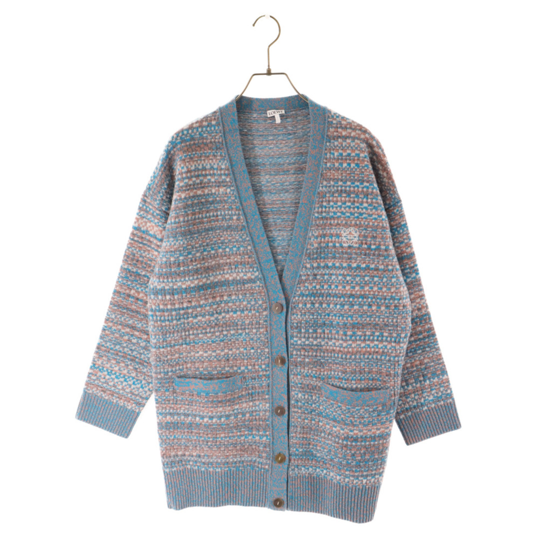 54センチ肩幅LOEWE ロエベ Crochet Knit Cardigan アナグラム ロゴ刺繍 かぎ針編みニット カーディガン ブルー レディース S3298150SM