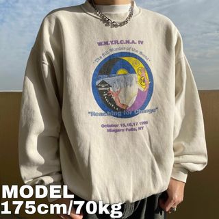 リー(Lee)のLEE リー 90s プリントスウェット ナイアガラの滝 カナダ XL ベージュ(その他)