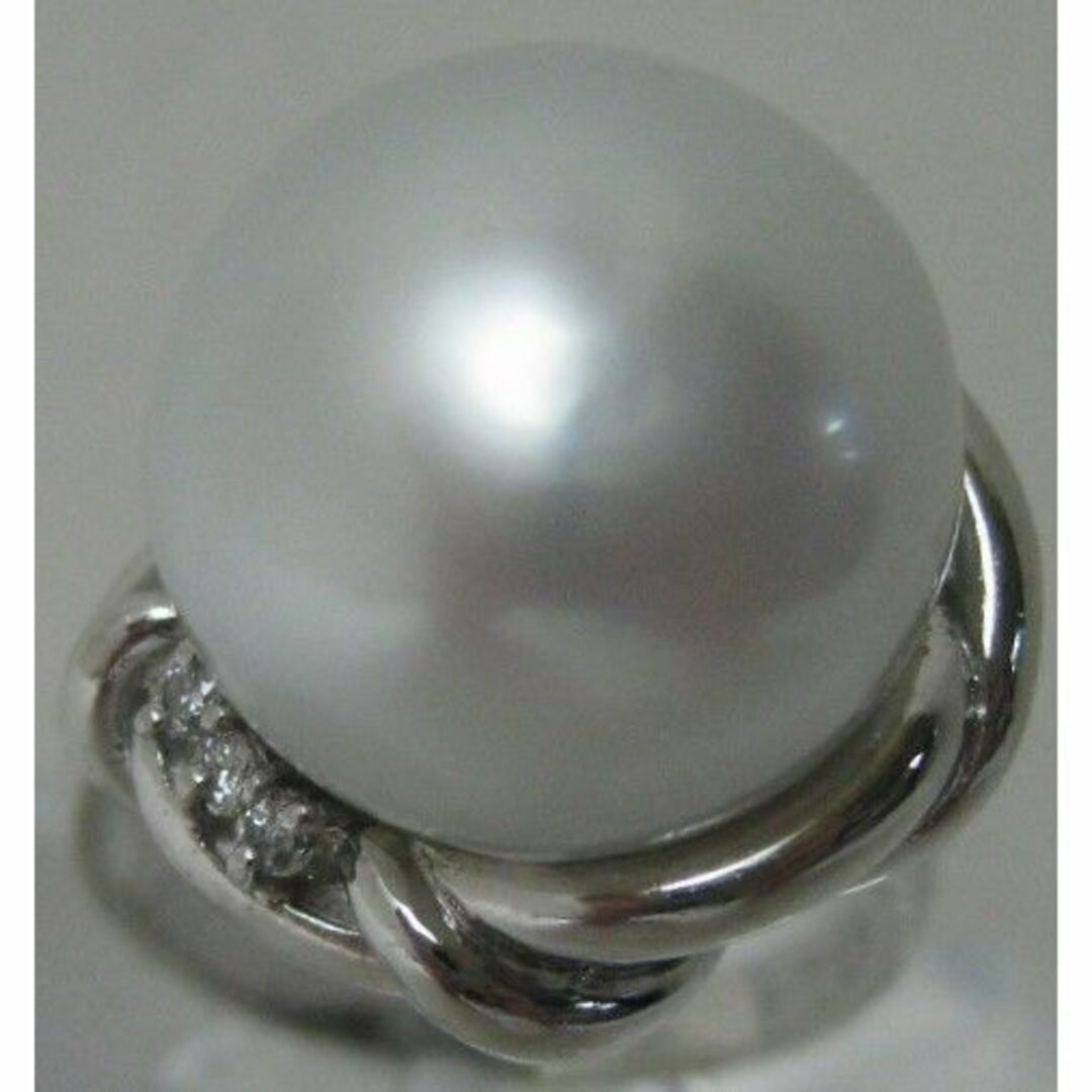 Pt900プラチナリングパール14～14.5mm白蝶真珠D0.05ct#11.5 レディースのアクセサリー(リング(指輪))の商品写真