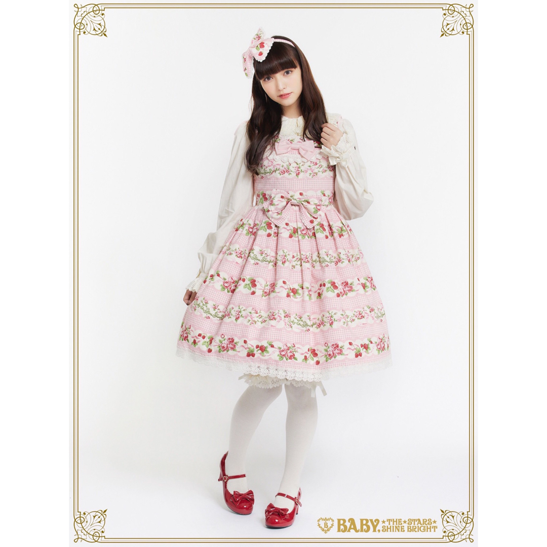 BABY,THE STARS SHINE BRIGHT(ベイビーザスターズシャインブライト)のsweet gingham border柄　JSK レディースのワンピース(ひざ丈ワンピース)の商品写真