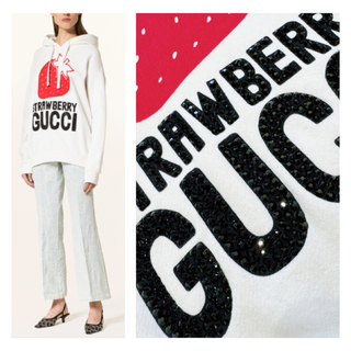 グッチ(Gucci)のGucci  ストロベリー　クリスタル　ロゴ　スウェット　パーカー(トレーナー/スウェット)