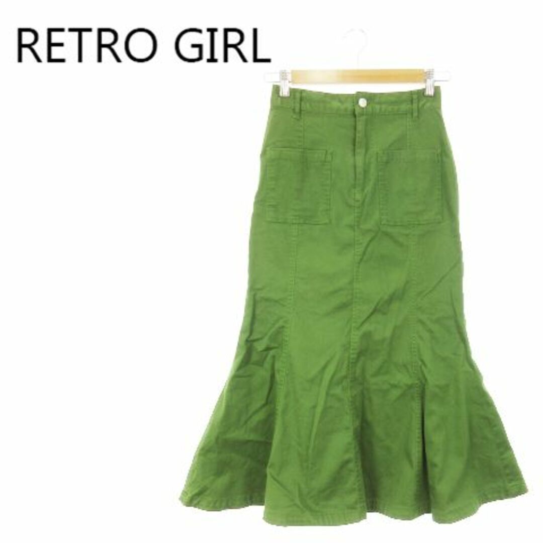 RETRO GIRL(レトロガール)のレトロガール ツイルマーメイドスカート ストレッチ M 緑 231223MN2R レディースのスカート(ロングスカート)の商品写真