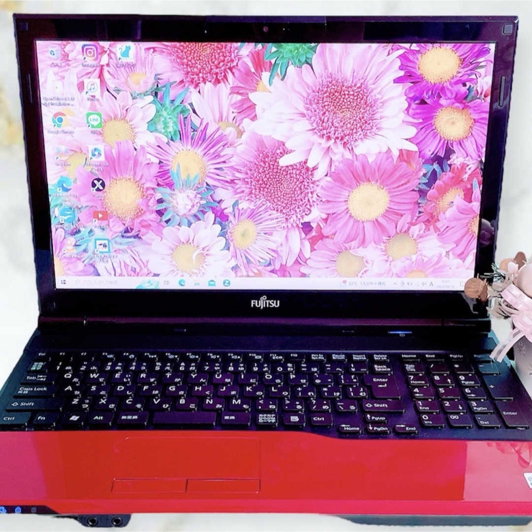 PC/タブレットお買い得✨8GB‼️綺麗な赤ノートパソコン❣️事務学習、在宅ワーク！PC初心者