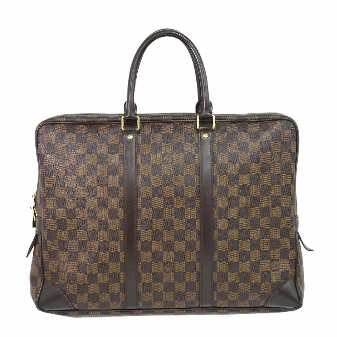 LOUIS VUITTON(ルイヴィトン)の本物 ルイヴィトン LOUIS VUITTON LV ポルトドキュマンヴォワヤージュ ダミエ エベヌ ビジネスバッグ ハンドバッグ ブラウン N41124 ビトン バッグ 中古 メンズのバッグ(ビジネスバッグ)の商品写真