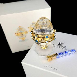 スワロフスキー(SWAROVSKI)の美品 ◆ スワロフスキー　2004　エッグ　ガーランド　ゴールドコーティング　箱(置物)