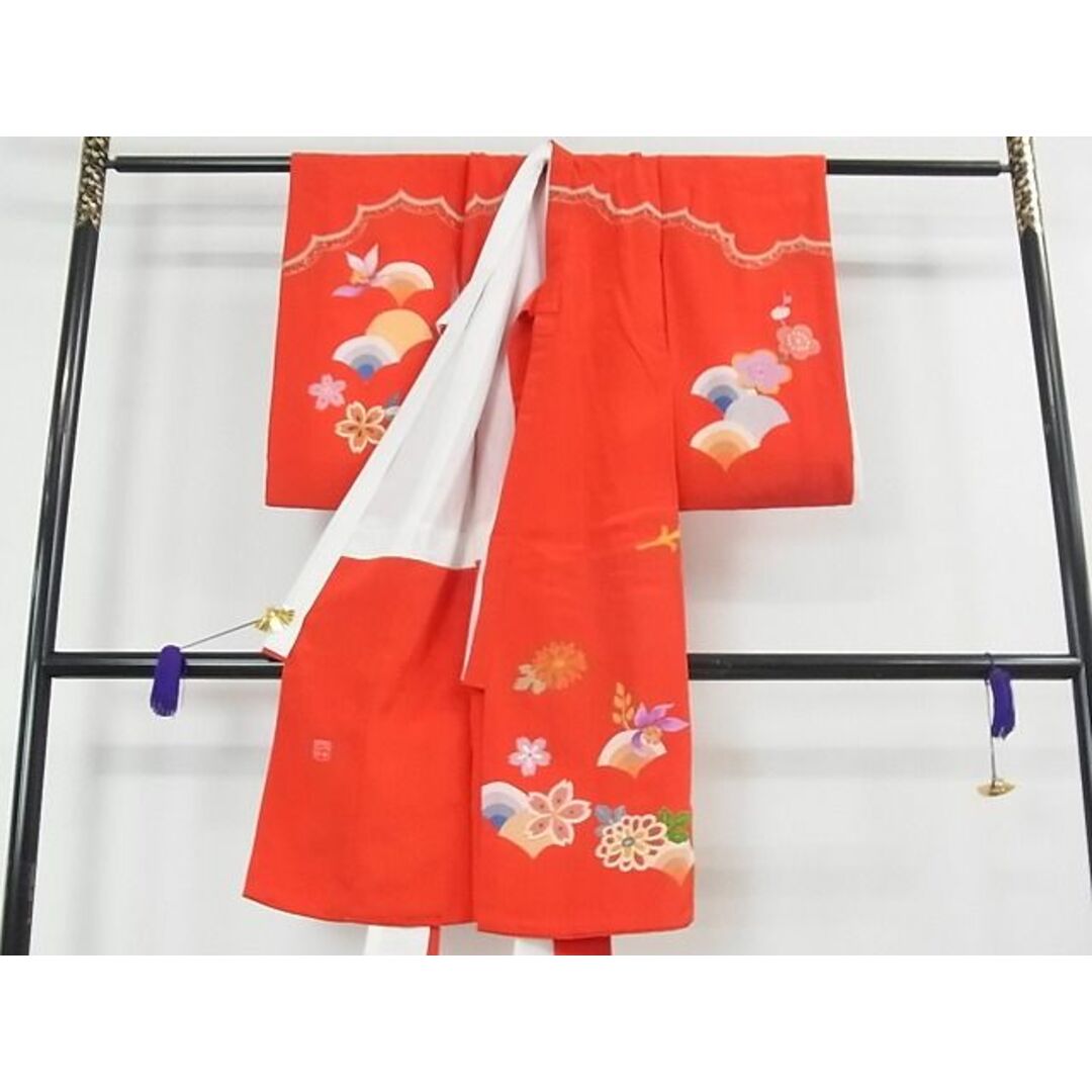 平和屋2■希少　染刺工芸　大羊居　東京友禅　子供　七五三　女の子　3歳　祝着　駒刺繍　吉祥花文　金銀糸　逸品　3kh1798 キッズ/ベビー/マタニティのキッズ服女の子用(90cm~)(和服/着物)の商品写真