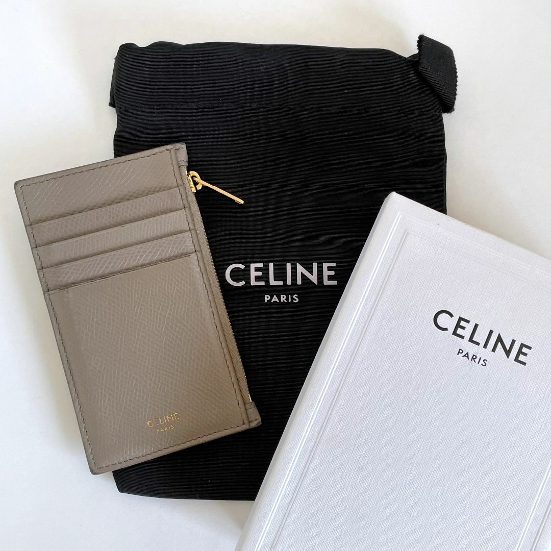 レディースCELINE セリーヌ レザー フラグメントケース コインパース グレージュ