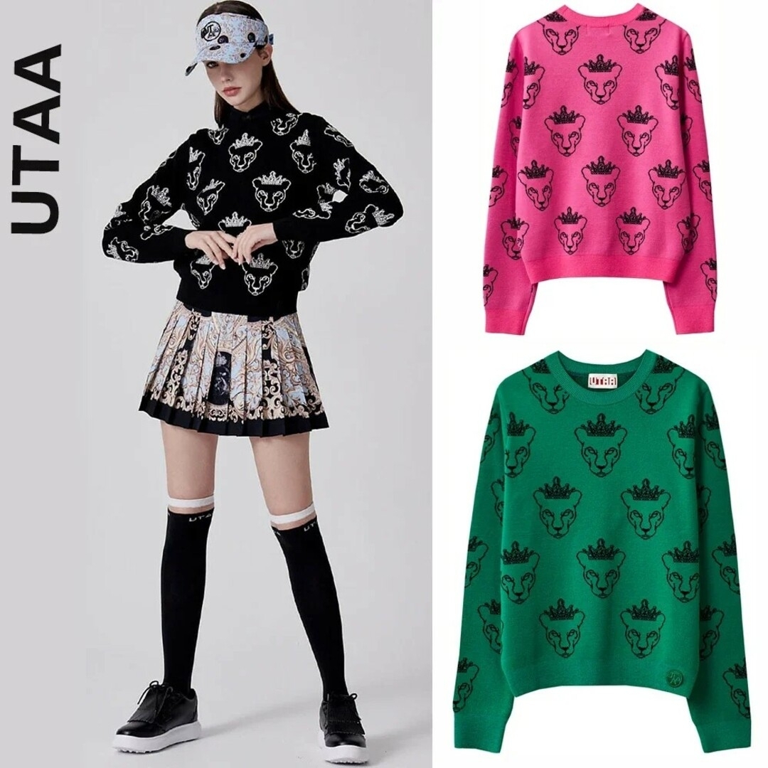 Mサイズ】UTAA レディース☘️ゴルフウェア☆セーター ニットBLACKの