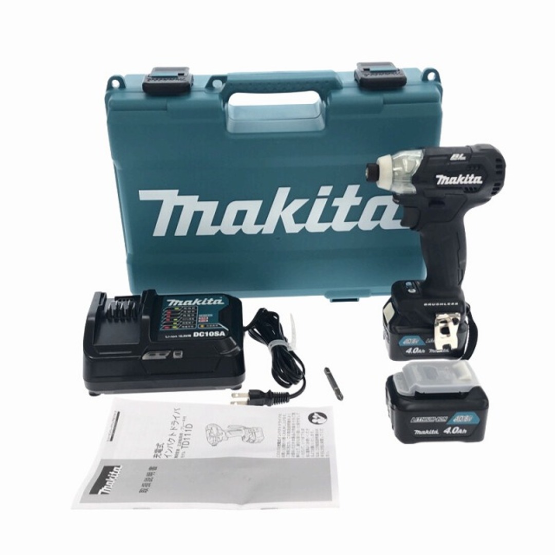 Makita(マキタ)の☆未使用品☆ makita マキタ 10.8V 充電式インパクトドライバ TD111DSMXB 黒/ブラック バッテリ2個(10.8V 4.0Ah) 充電器 ケース付 83107 自動車/バイクのバイク(工具)の商品写真