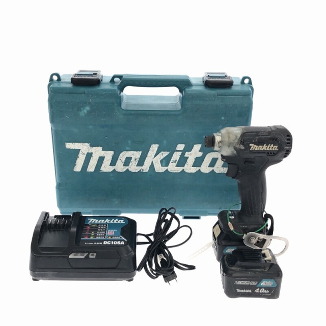 Makita(マキタ)の☆中古品☆makita マキタ 10.8V 充電式インパクトドライバー TD111DSMXB 黒 バッテリー2個(4.0Ah) 充電器 ケース付 コードレス 83131 自動車/バイクのバイク(工具)の商品写真