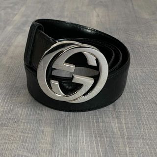 グッチ(Gucci)のGUCCI ベルト GGレザー グッチシマ インターロッキングバックル ブラック(ベルト)