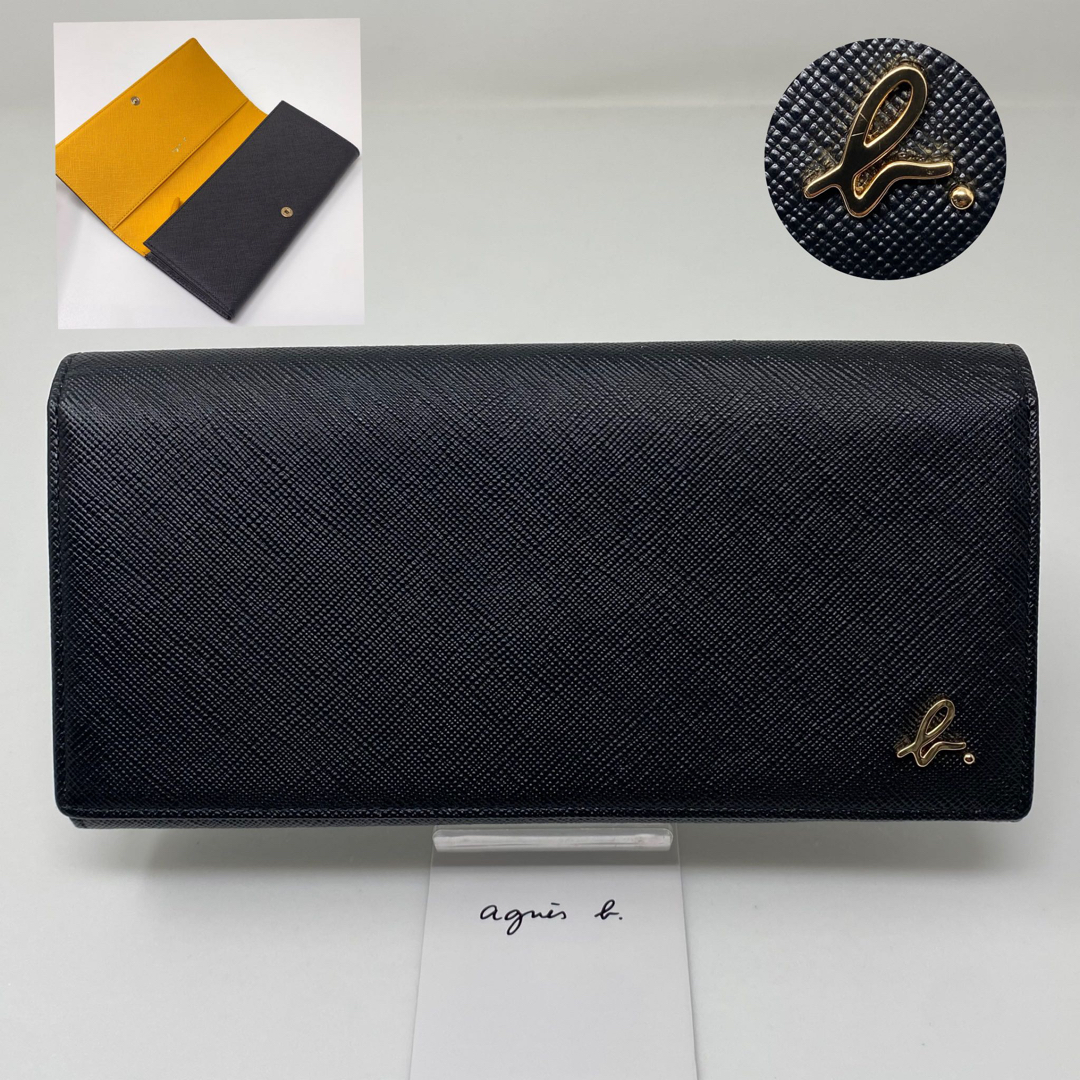 agnes b.(アニエスベー)の✨先着1点限り✨アニエスベー 長財布 ブラック 黒 イエロー ロゴメタル b レディースのファッション小物(財布)の商品写真
