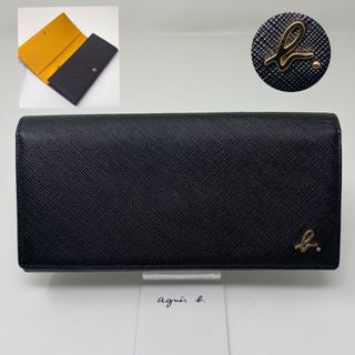 アニエスベー(agnes b.)の✨先着1点限り✨アニエスベー 長財布 ブラック 黒 イエロー ロゴメタル b(財布)