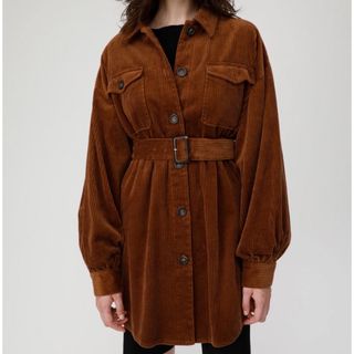 マウジー(moussy)の【MOUSSY(マウジー)】コーデュロイロングシャツ ブラウン(シャツ/ブラウス(長袖/七分))