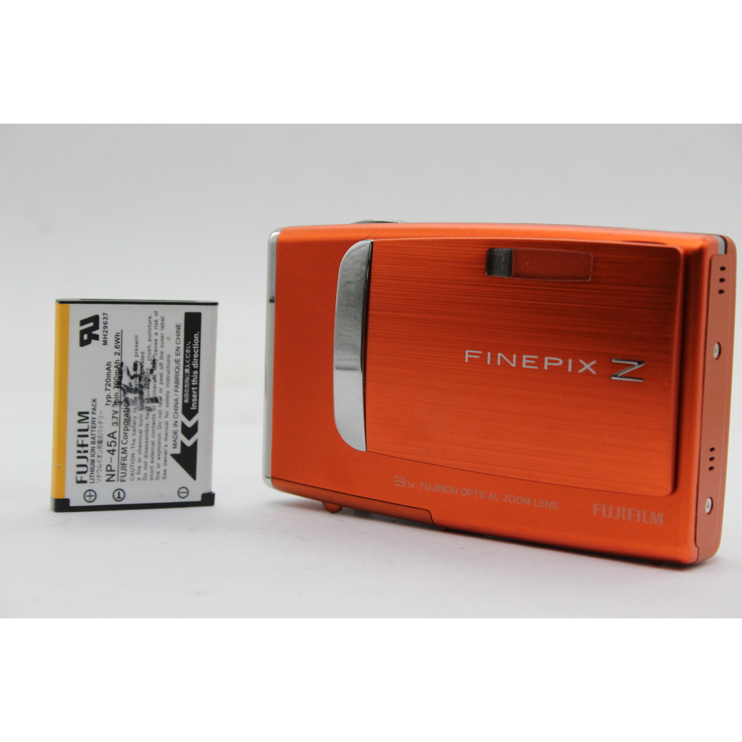 【美品 返品保証】 フジフィルム Fujifilm Finepix Z10fd オレンジ 3x バッテリー付き コンパクトデジタルカメラ  s4929当店での3つサービス