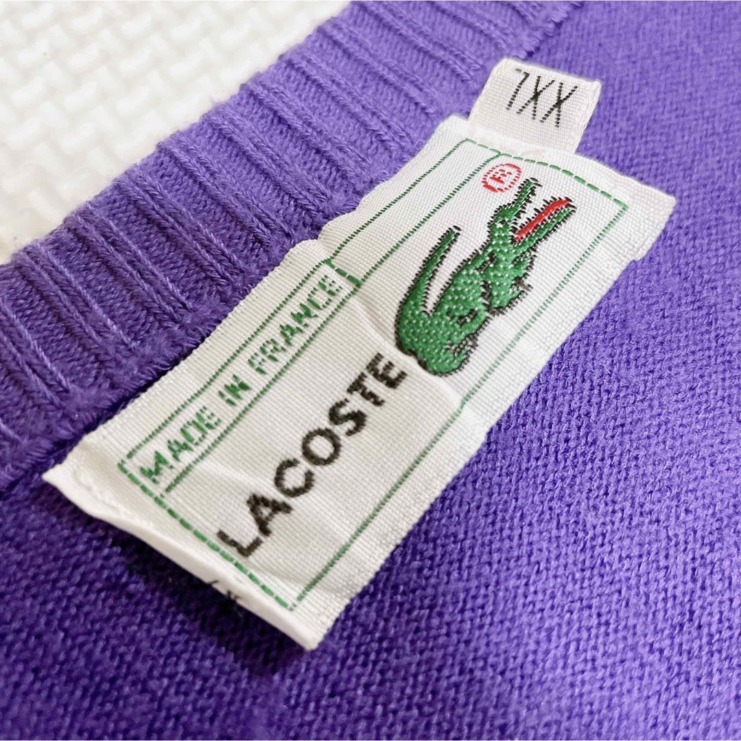 LACOSTE(ラコステ)の【フランス製 希少カラー】XXLサイズ ラコステ パープル ボーダー セーター メンズのトップス(ニット/セーター)の商品写真