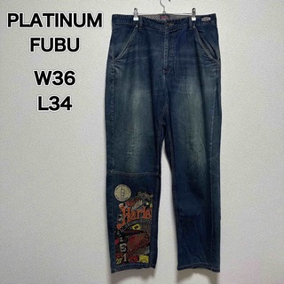 PLATINUM FUBU - ※激レア プラティナムフブ ビッグ刺繍 90s デニム