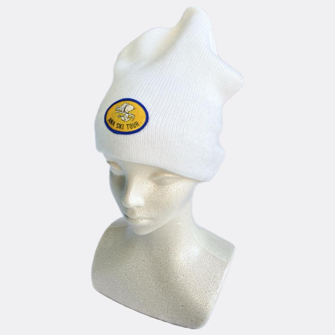 ◯ ANA×SNOOPY ホワイトビーニー Y2K レディースの帽子(ニット帽/ビーニー)の商品写真