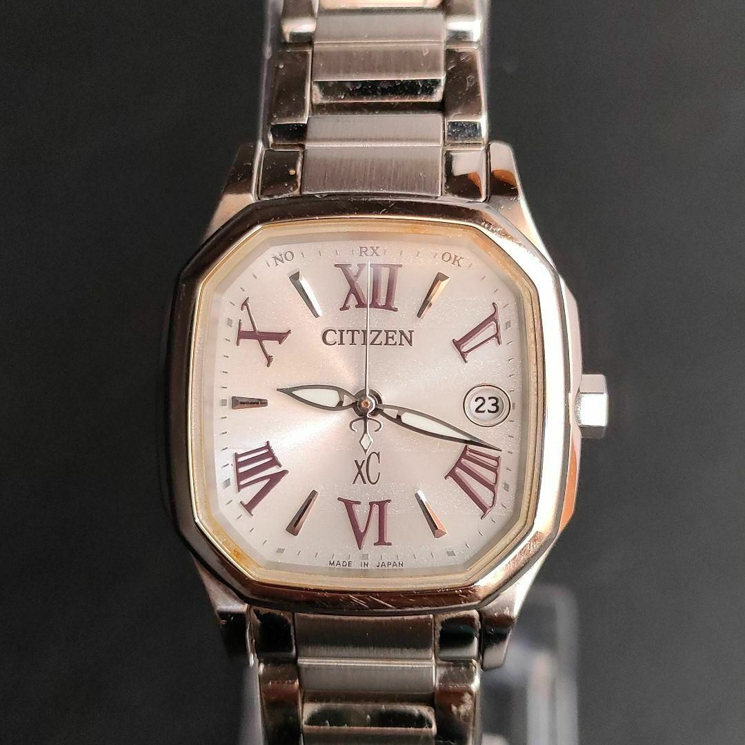 美品【稼働品】CITIZEN　シチズンXC　8角形　ホワイト　シルバー　ソーラー