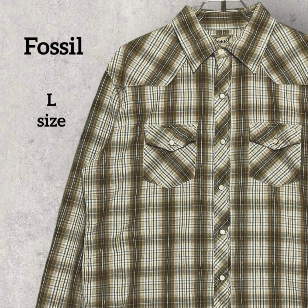 FOSSIL(フォッシル)の【美品】 Fossil ウエスタンシャツ チェック L レディースのトップス(シャツ/ブラウス(長袖/七分))の商品写真