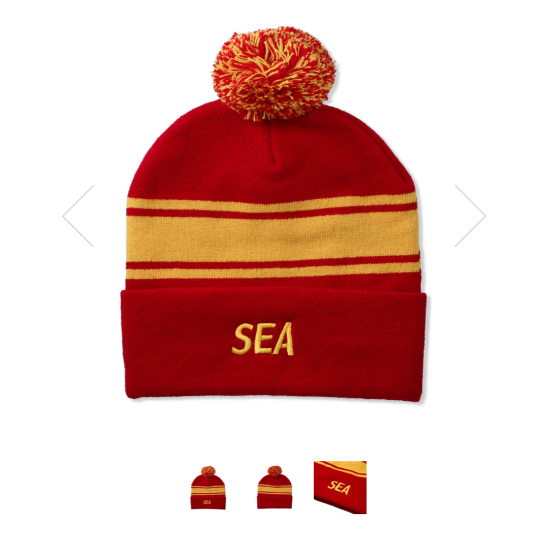 WIND AND SEA(ウィンダンシー)のwind and sea knit cap red メンズの帽子(ニット帽/ビーニー)の商品写真