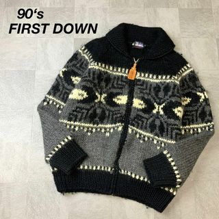 ファーストダウン(FIRST DOWN)の美品 90‘s FIRST DOWN ファーストダウン カウチンニット ブラック(ニット/セーター)