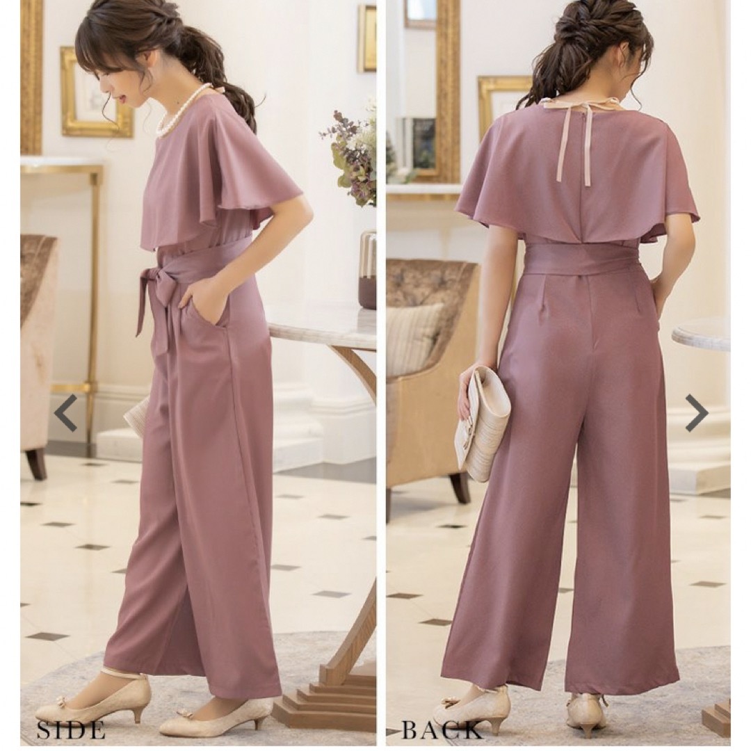 Retica(レティカ)のRetica  ケープカラーウエストリボンワイドパンツドレス レディースのフォーマル/ドレス(ロングドレス)の商品写真
