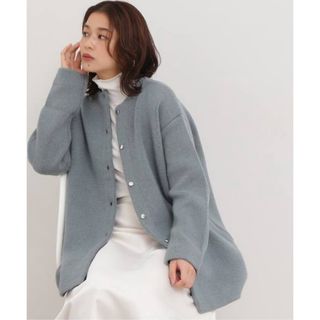 エヌナチュラルビューティーベーシック(N.Natural beauty basic)の【NATURAL BEAUTY BASIC】FOX 接結コーディガン　グリーン(カーディガン)