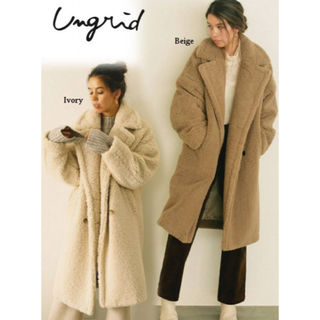Ungrid - Ungrid ボアボリュームミドル丈コート もこもこ チェスター オーバーサイズ