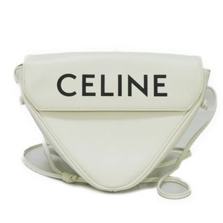 セリーヌ(celine)のCELINE セリーヌ ロゴ プリント トライアングル バッグ クロスボディ スムースカーフスキン ホワイト ショルダーバッグ 195903DCS.01BC(ショルダーバッグ)