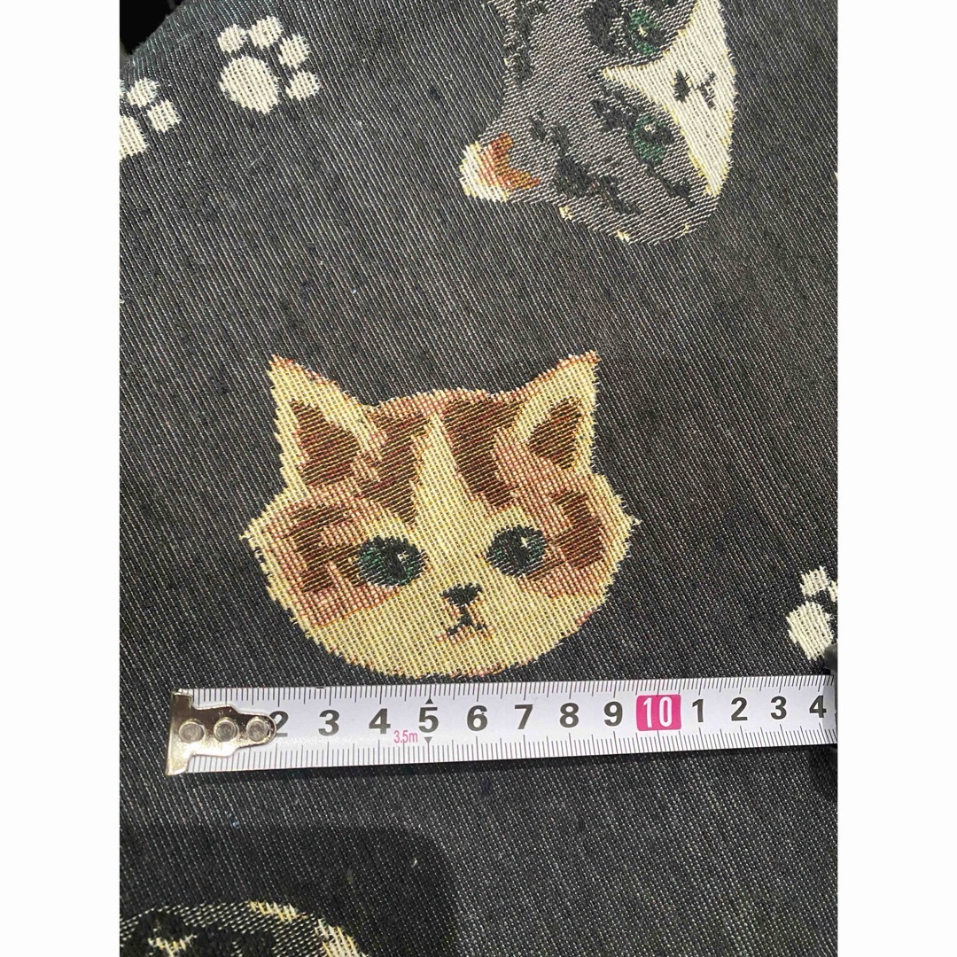 ハギレ ゴブラン織り 猫フェイス(ブラック) ハンドメイドの素材/材料(生地/糸)の商品写真