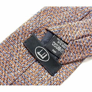 ダンヒル(Dunhill)の美品イングランド製ダンヒルdunhillネクタイ幾何学柄オレンジ色紺色ネイビー青(ネクタイ)