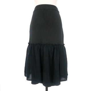 アキラナカ AKIRA NAKA ニット ティアードスカート 1 ブラック 黒(ひざ丈スカート)