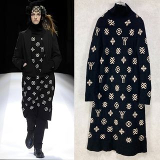 ヨウジヤマモト(Yohji Yamamoto)のヨウジヤマモト 07AW モノグラム柄 ハイネック ニットワンピース 黒2(その他)