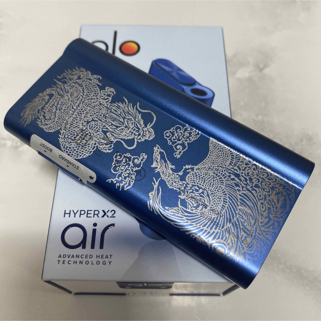 glo(グロー)の龍 鳳凰 加工 glo hyper air グローハイパー本体 オーシャンブルー メンズのファッション小物(タバコグッズ)の商品写真