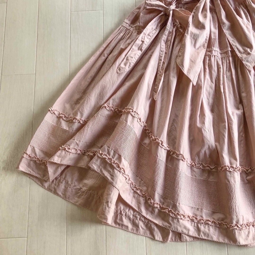 KANEKO ISAO(カネコイサオ)のカネコイサオ 綿ローン 後ボタン サッシュベルト付き たくし上げ 吊りスカート  レディースのスカート(ロングスカート)の商品写真