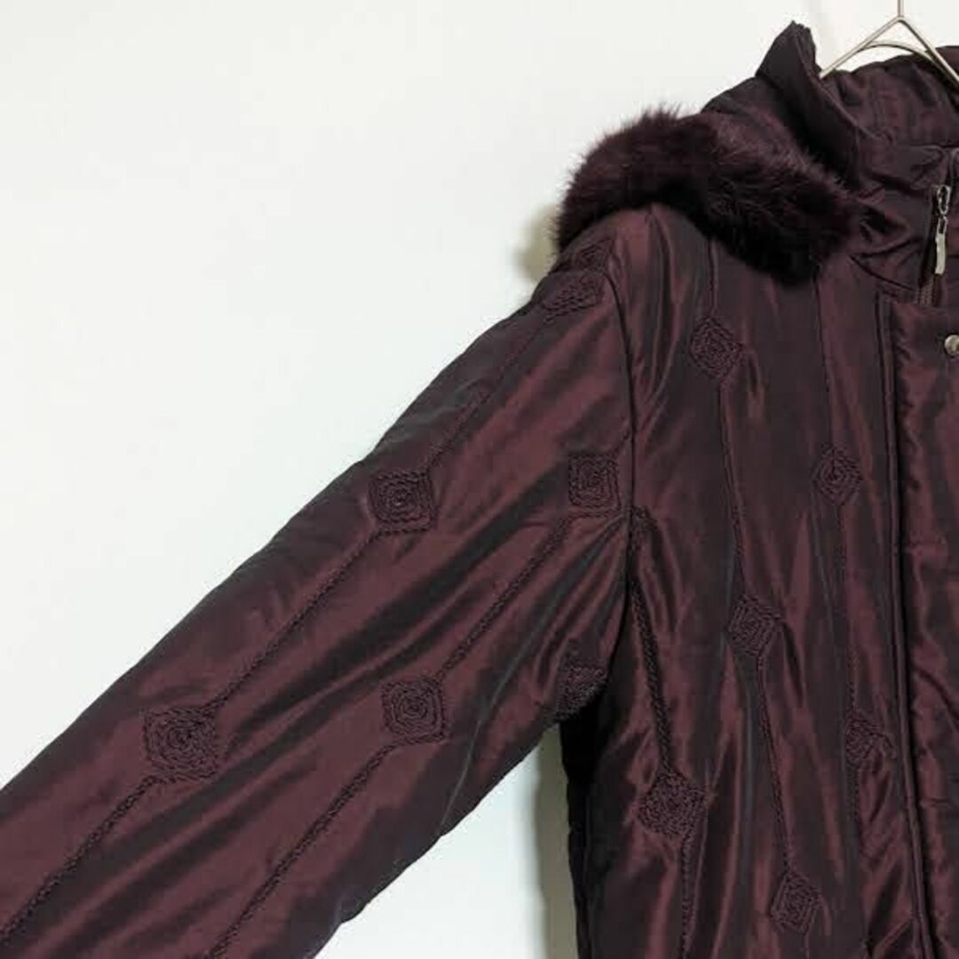 レディース ブルゾン コート ビンテージ ブラウン レッド 美品 ラビット 古着 レディースのジャケット/アウター(その他)の商品写真