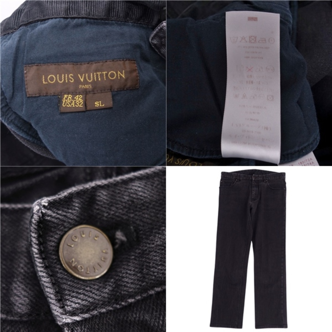 LOUIS VUITTON(ルイヴィトン)のルイヴィトン LOUIS VUITTON パンツ デニムパンツ ジーンズ ストレート ボトムス メンズ FR42 USA32(M相当) ブラック メンズのパンツ(デニム/ジーンズ)の商品写真