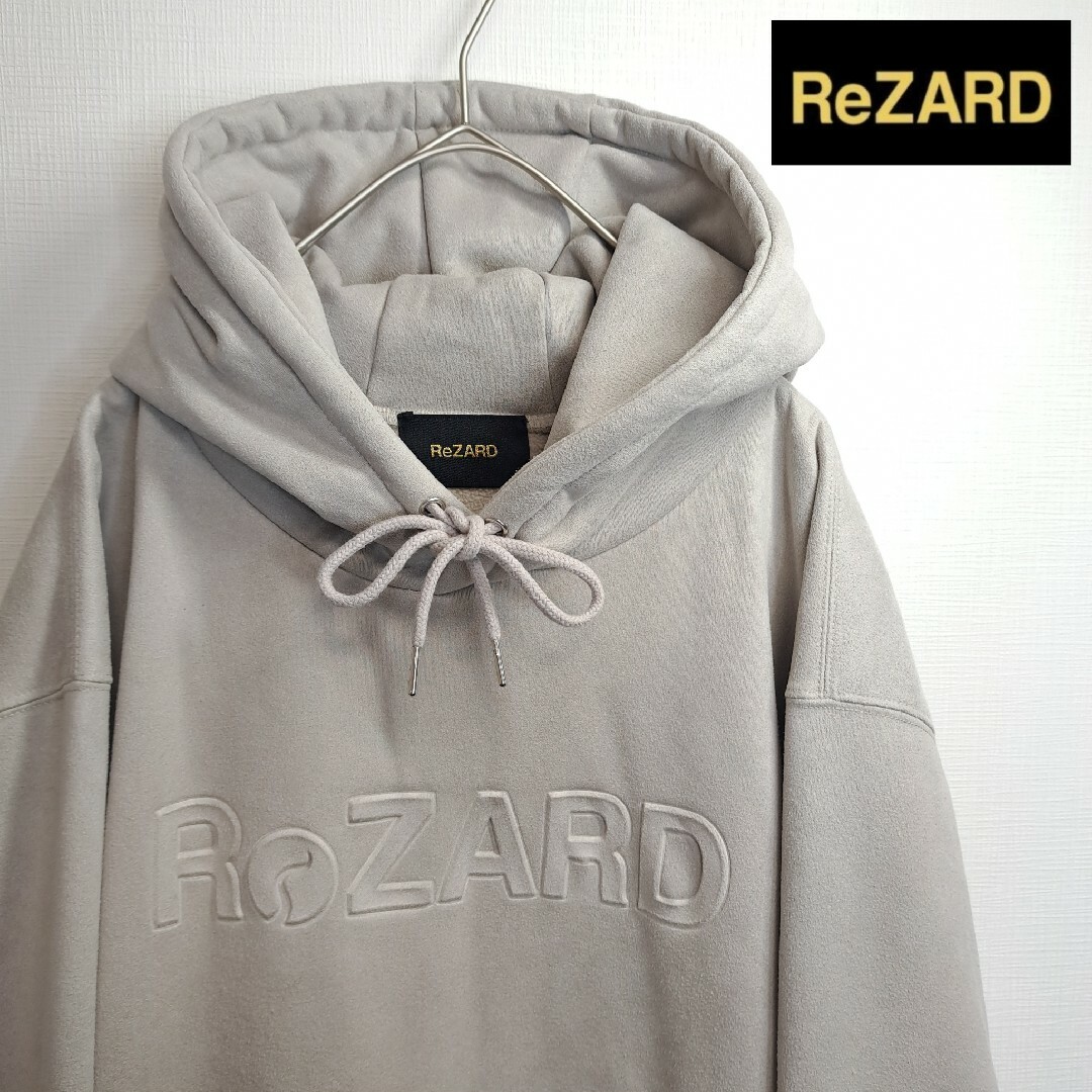 メンズ【人気】ReZARD プルオーバー パーカー エンボス ビッグロゴ グレー M