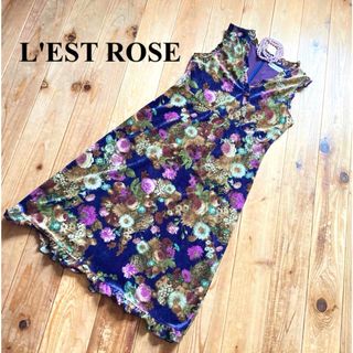 レストローズ(L'EST ROSE)のL'EST ROSE レストローズ　 ベロアワンピース　薔薇柄　花柄(ひざ丈ワンピース)