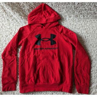 アンダーアーマー(UNDER ARMOUR)のUNDER ARMOUR アンダーアーマー★パーカー 赤 YXL(160)★美品(Tシャツ/カットソー)