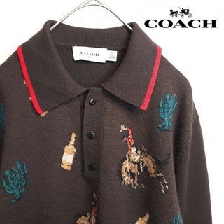 コーチ(COACH)の【極美品】COACH 襟付き ニット セーター カーボーイ ブラウン XS(ニット/セーター)