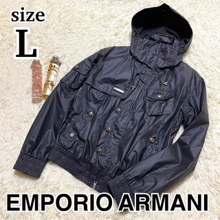 Emporio Armani - エンポリオアルマーニ　ジャケット　2WAY L ダブルジップ　黒　メタルプレート