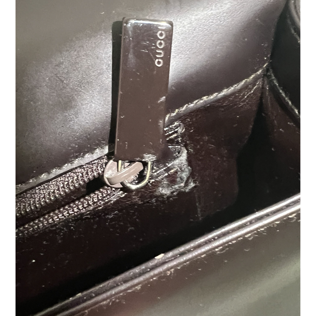 Gucci(グッチ)のGUCCI グッチ ワンショルダー ハンドバッグ カーフ レザー ダークブラウン レディースのバッグ(ショルダーバッグ)の商品写真