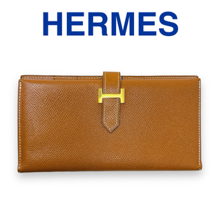 エルメス(Hermes)のエルメス 長財布 ベアン クラシック ヴォーエプソン Hロゴ ゴールド ブラウン(財布)